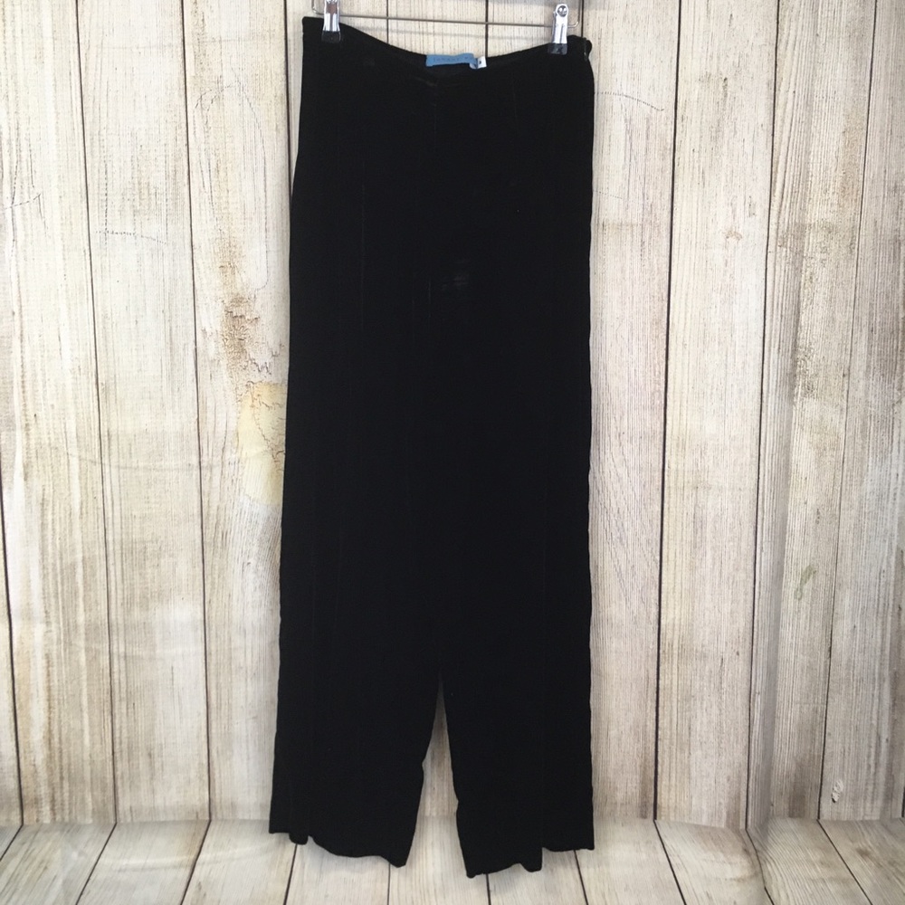 Johnny Was Black Velvet Flare Leg Pants M